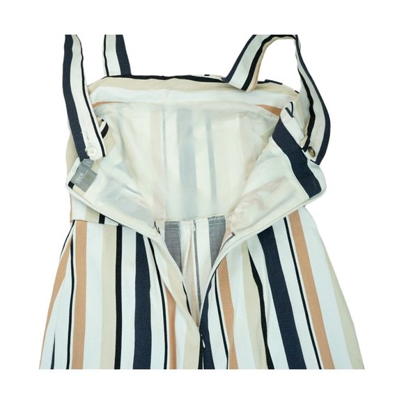 ASOS Navy, Brown, Beige & White Stripe Pinny Jumpsuit In Stripe‎ Size 4 - Picture 11 of 12